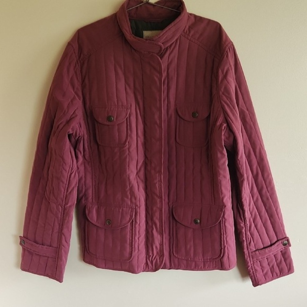Beretta Quilted Barn Jacket Plum Purple Full Zip Pockets Size 48‎ Made in Italy